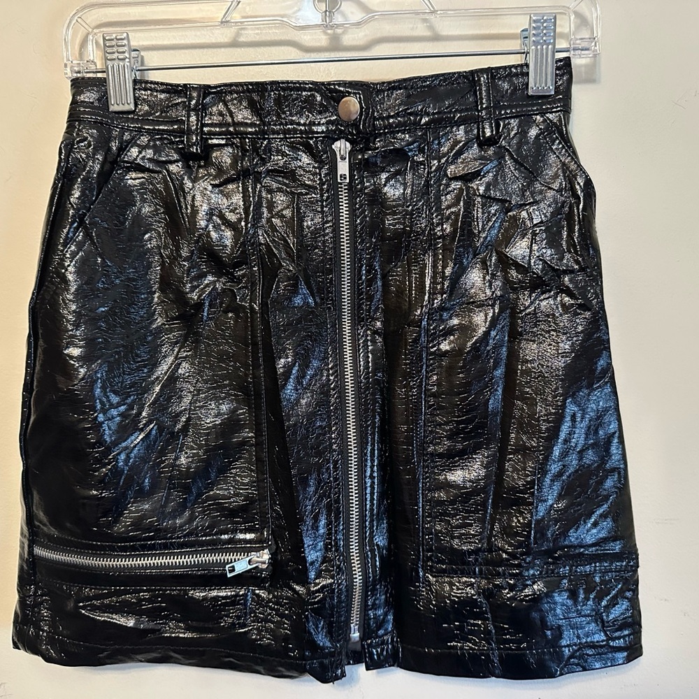 Silence + Noise Urban Outfitters‎ NWT Black Mini Faux Leather Skirt Moto Small